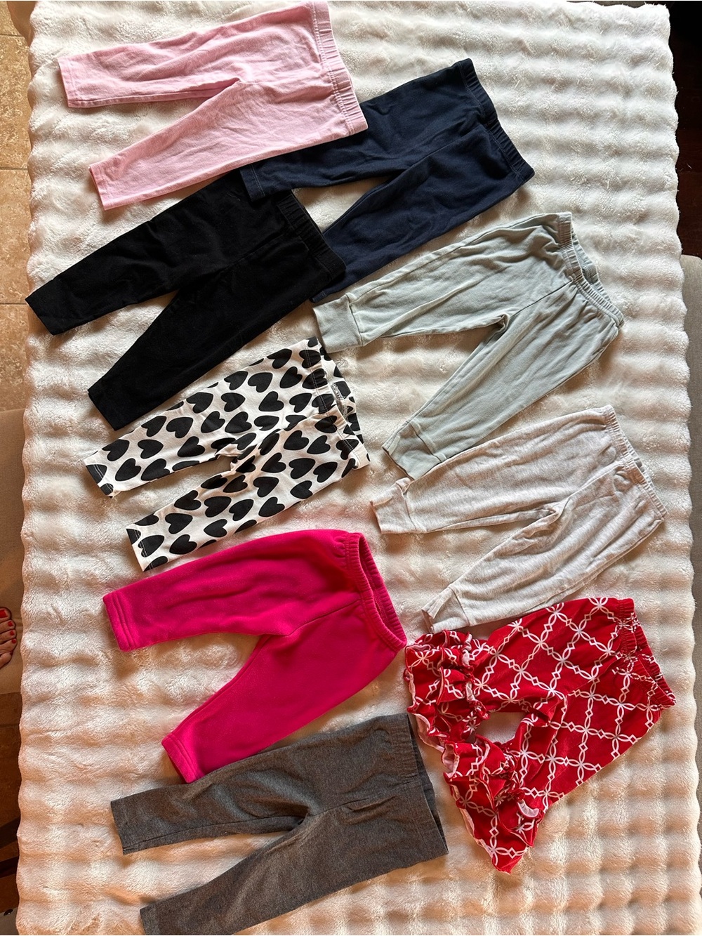 12M Lot of 9 Girls' Assorted Colors Bottoms/Pants/Leggings/Joggers